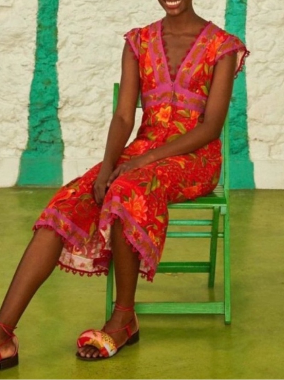 NWT FARM Rio Solar Forest Button Down Dress Red / Pink / Green Jungle Animal M - Picture 3 of 4